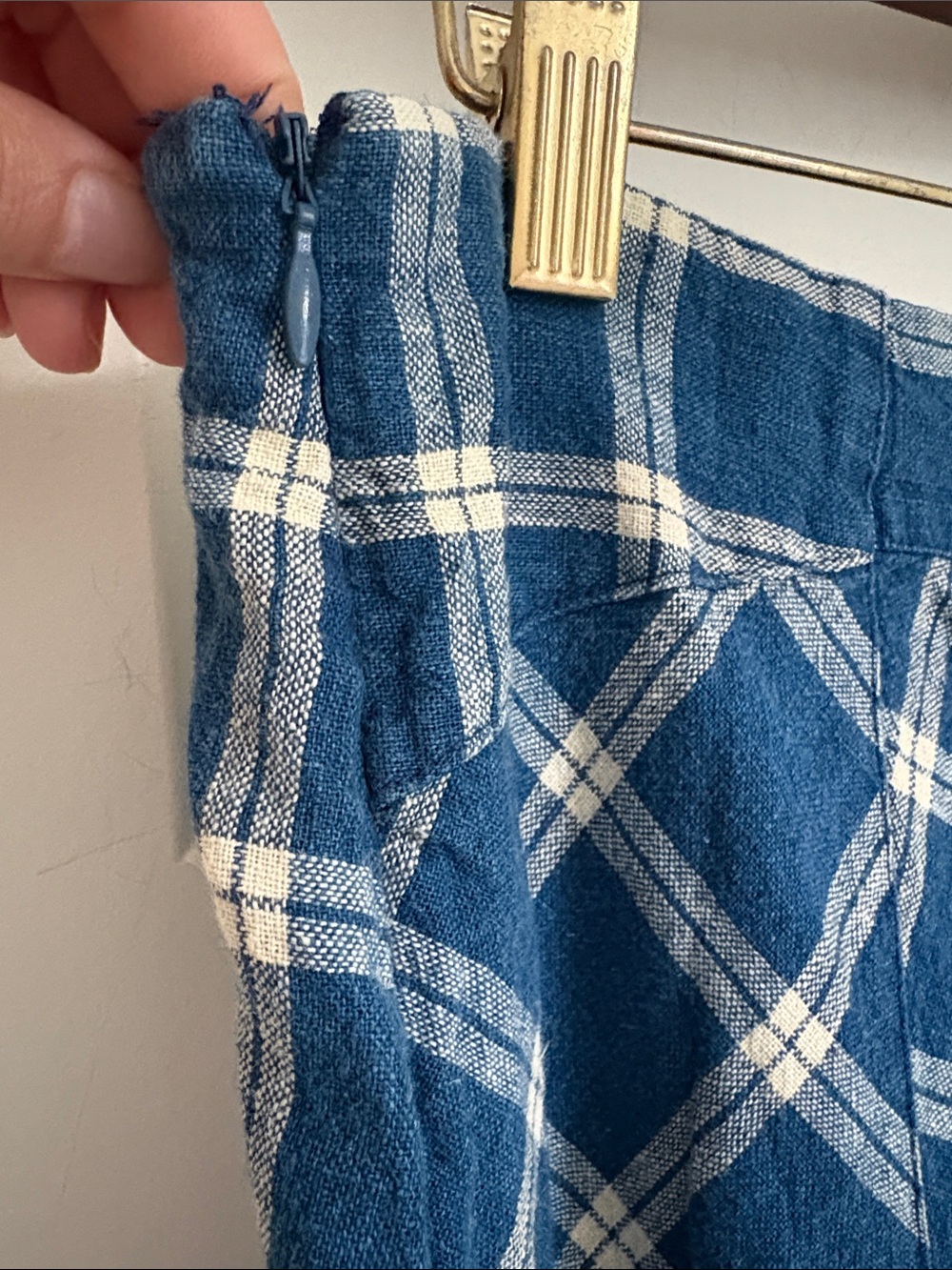 VTG Lauren Ralph Lauren Blue Patchwork Plaid Midi Skirt - Picture 7 of 15
